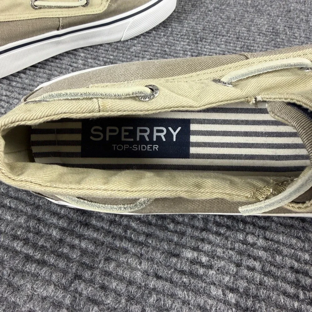 Sperry Top-Sider Bahama II Mens 8.5 Tan Khaki Canvas Boat Shoe Sneaker STS22019